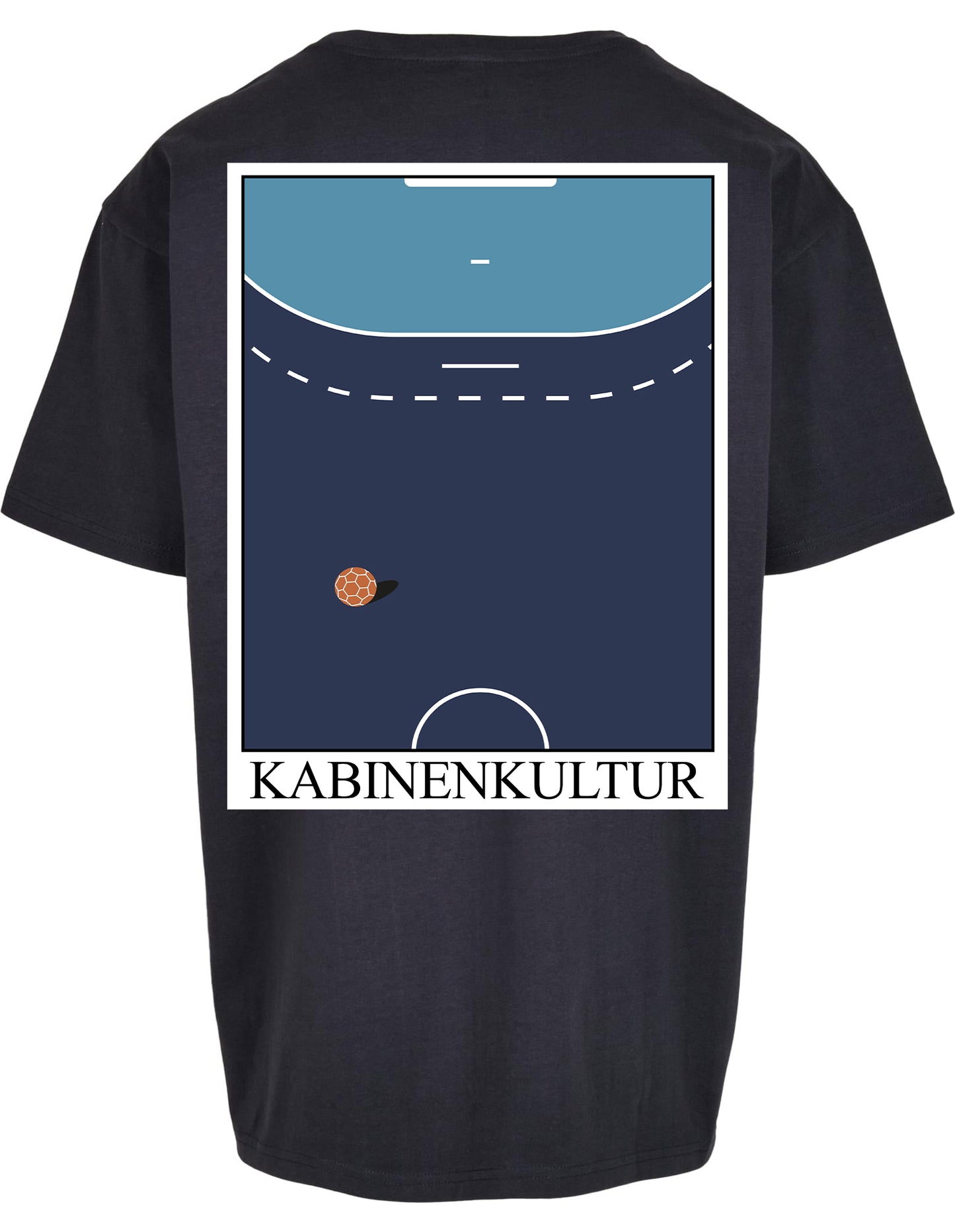 Handball T-Shirt Herren navy Handballfeld Kabinenkultur Ball