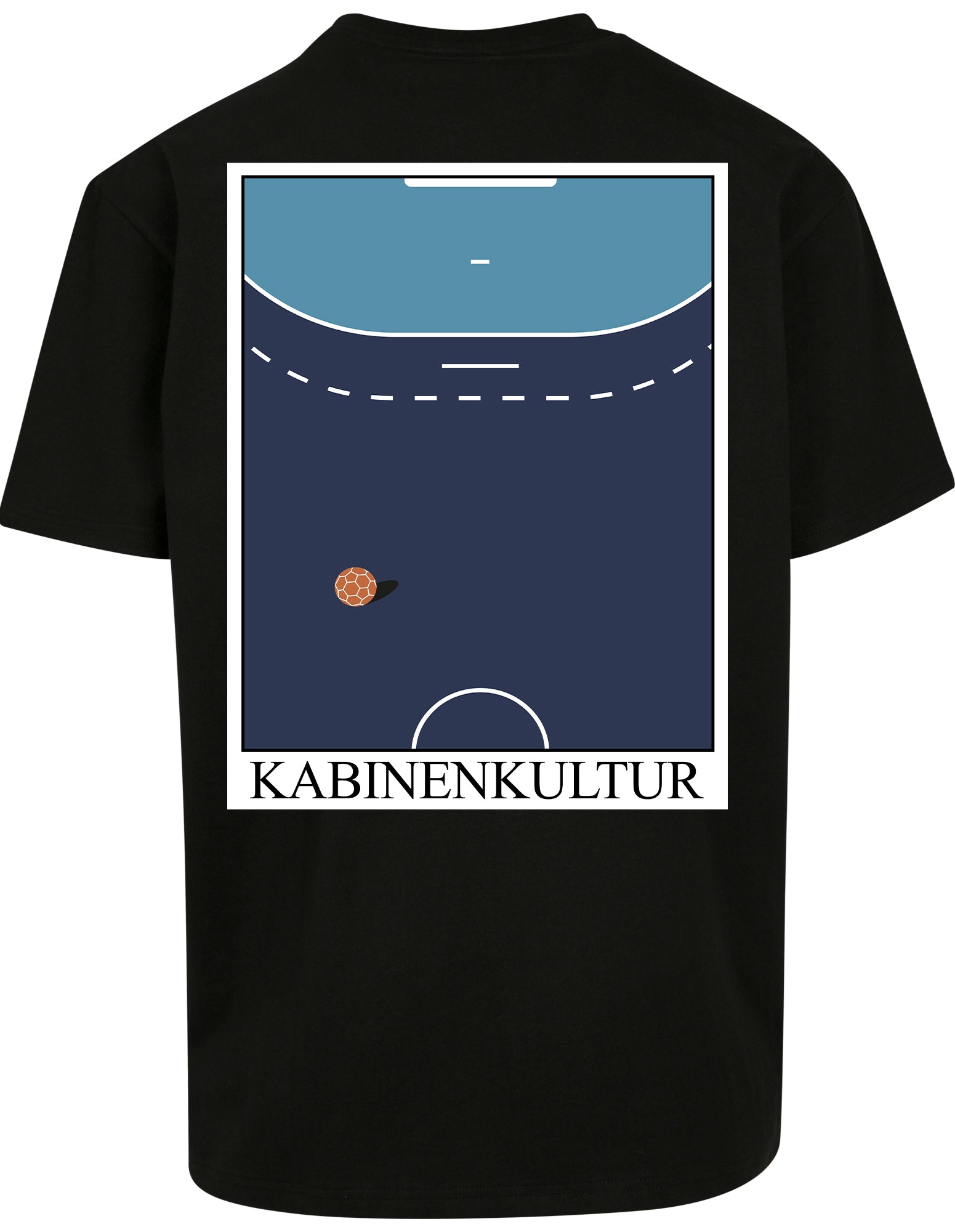 Handball T-Shirt Herren schwarz Handballfeld Kabinenkultur Ball