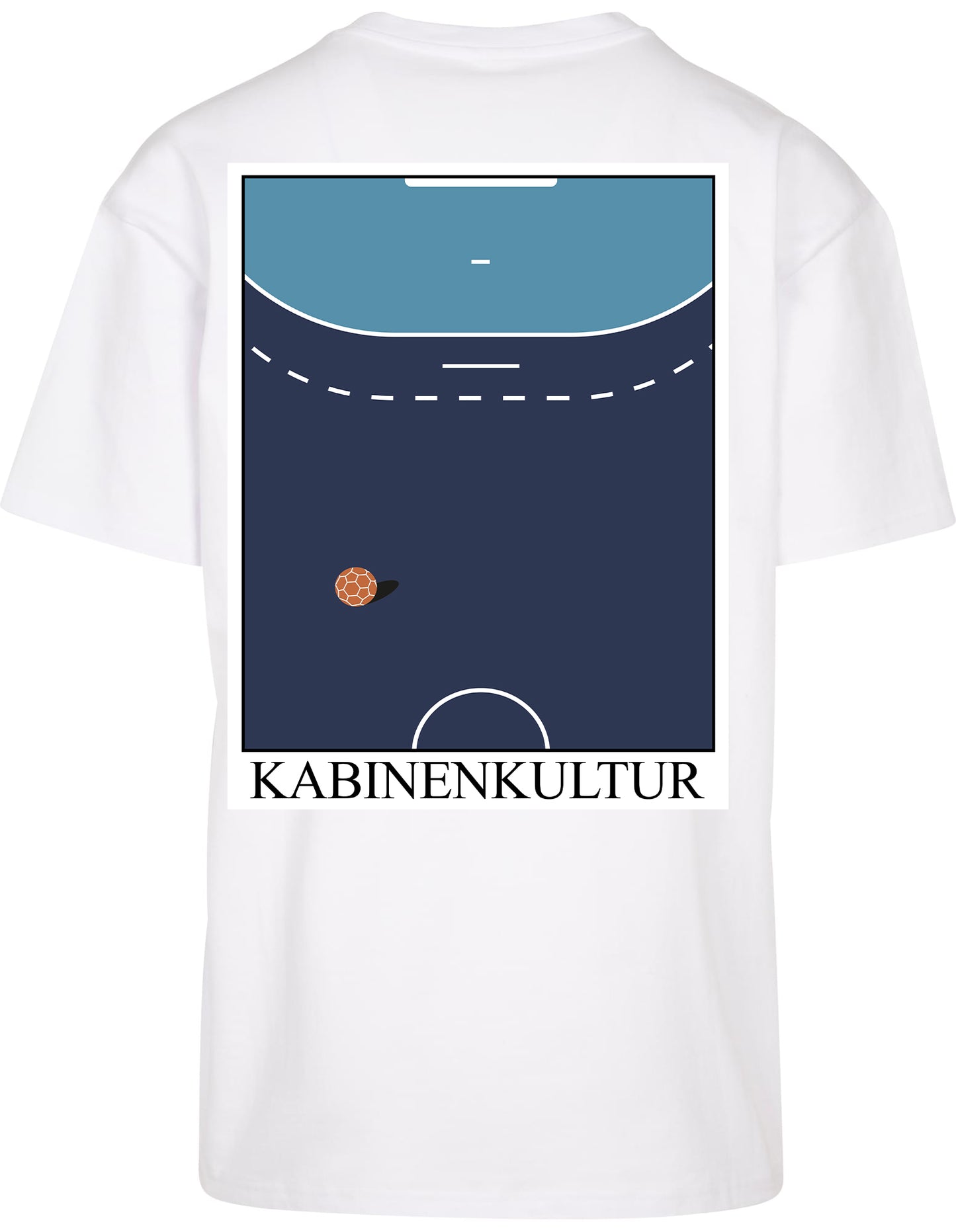 Handball T-Shirt Herren weiß Handballfeld Kabinenkultur Ball