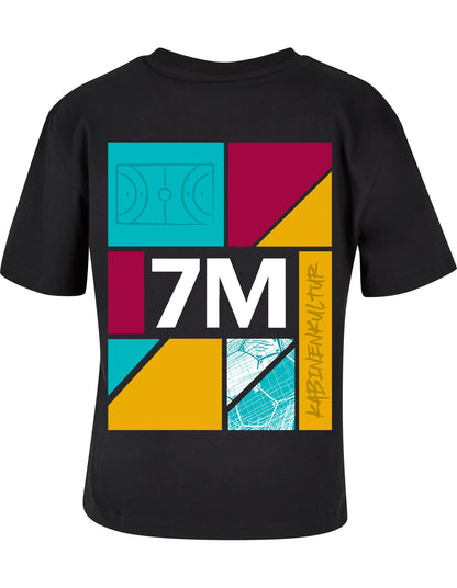 Handball T-Shirt Damen schwarz Muster Bunt